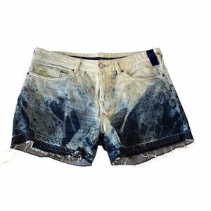 North Sails Blue & Cream Jean Shorts Size 28 | Ombre Distressed Denim